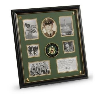 Custom Made U.S. Army Medallion 7 Picture Collage Frame With Stars