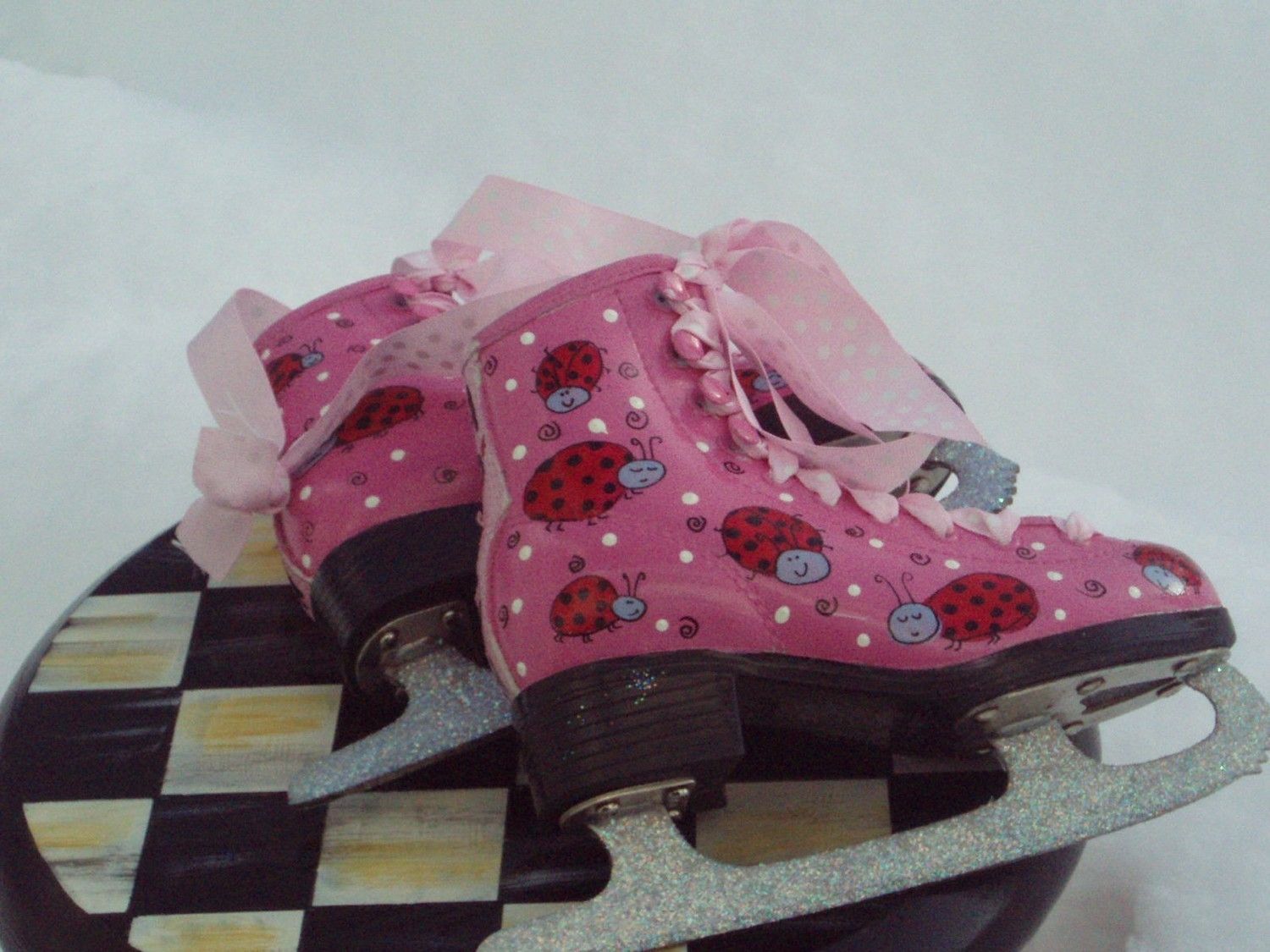 Hand Crafted Hand Painted Ice Skates Custom Pair by Michele Sprague Design