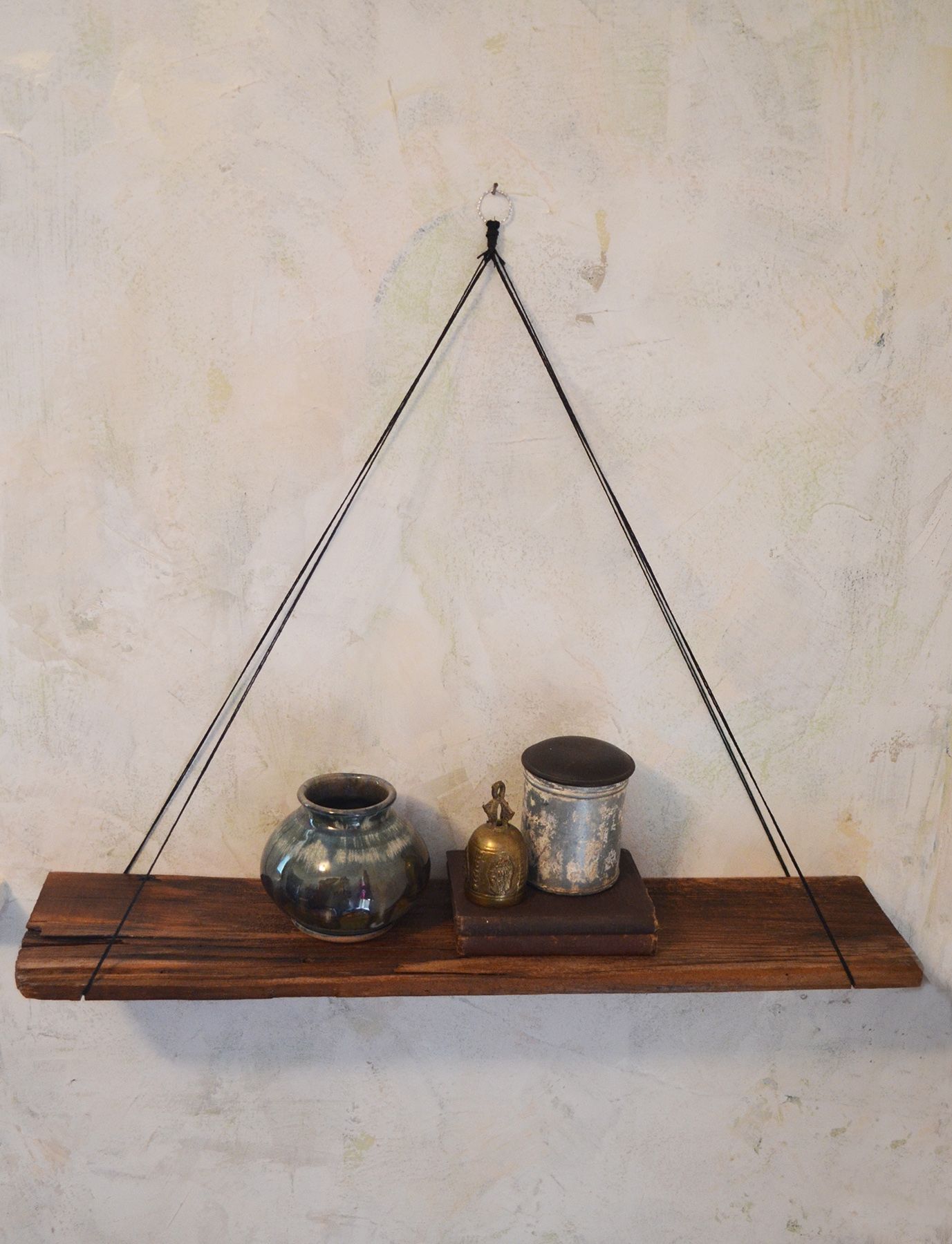 Buy Custom Rustic Wood Hanging Shelf, made to order from Abodeacious