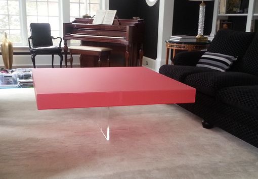 Custom Made Acrylic Coffee Table - "X" Based With Custom Colored Square Top - Hand Crafted And Made To Order