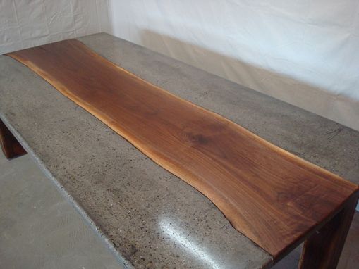 Custom Made Live Edge Walnut And Concrete Conference Table
