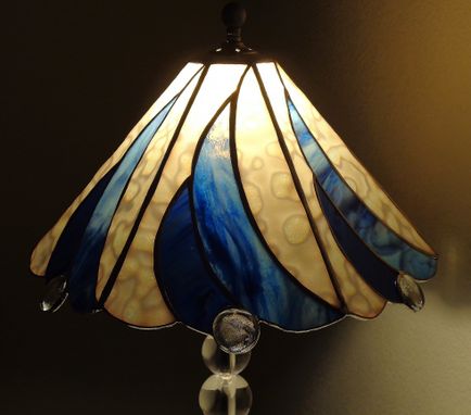 Custom Made Blue And White Swirl Lamp Stained Glass