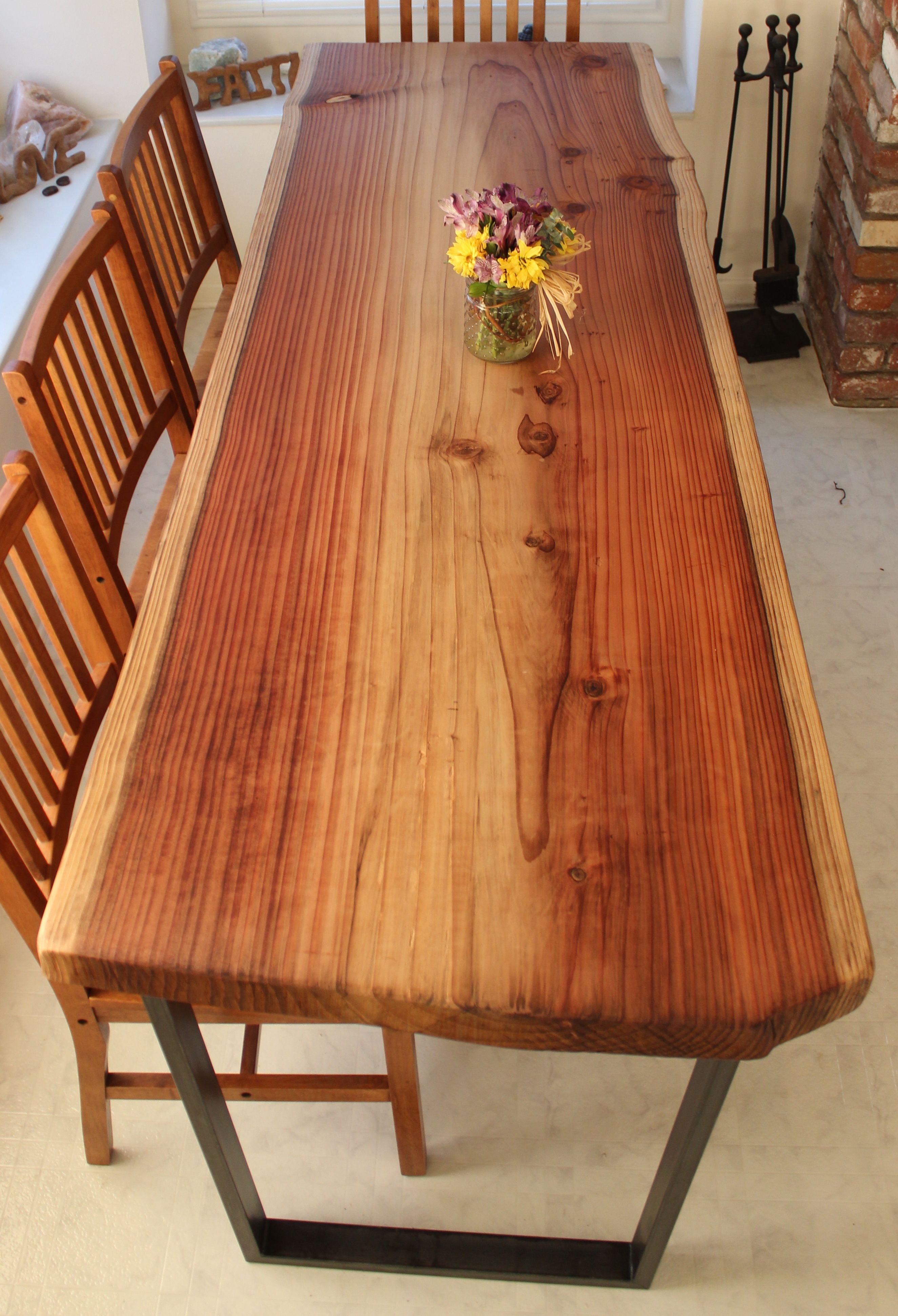 Hand Crafted Live Edge Dining Tables Redwood Featured With Steel Legs By Ipeace Artwork Custommadecom