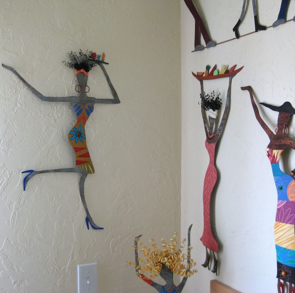Custom Made Handmade Upcycled Metal Exotic African Lady Wall Art