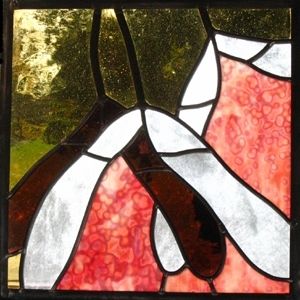 Custom Made "Treewings" Bathroom Stained Glass Window