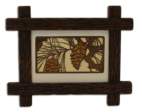 Custom Made Carved Adirondack Rustic Picture Frame