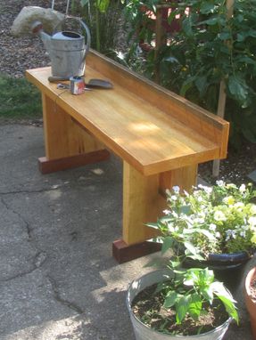 Custom Made Pine And Mahogany Garden Bench