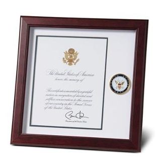 Custom Made U.S. Navy Medallion Presidential Memorial Certificate Frame