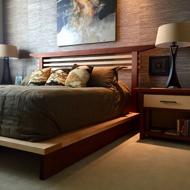 Custom Made Sapele And Maple Art Deco Bedroom Set