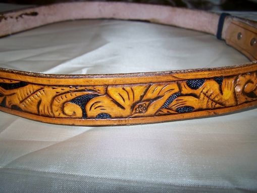 Custom Made Hand Tooled Leather Belt. 1-1/4" With  "Stephanie" Design