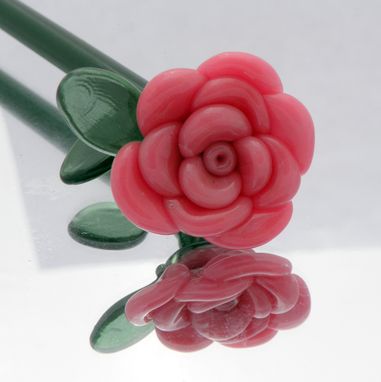 Custom Made Handcrafted Glass Rose Ornament "Forever Untamed Rose''