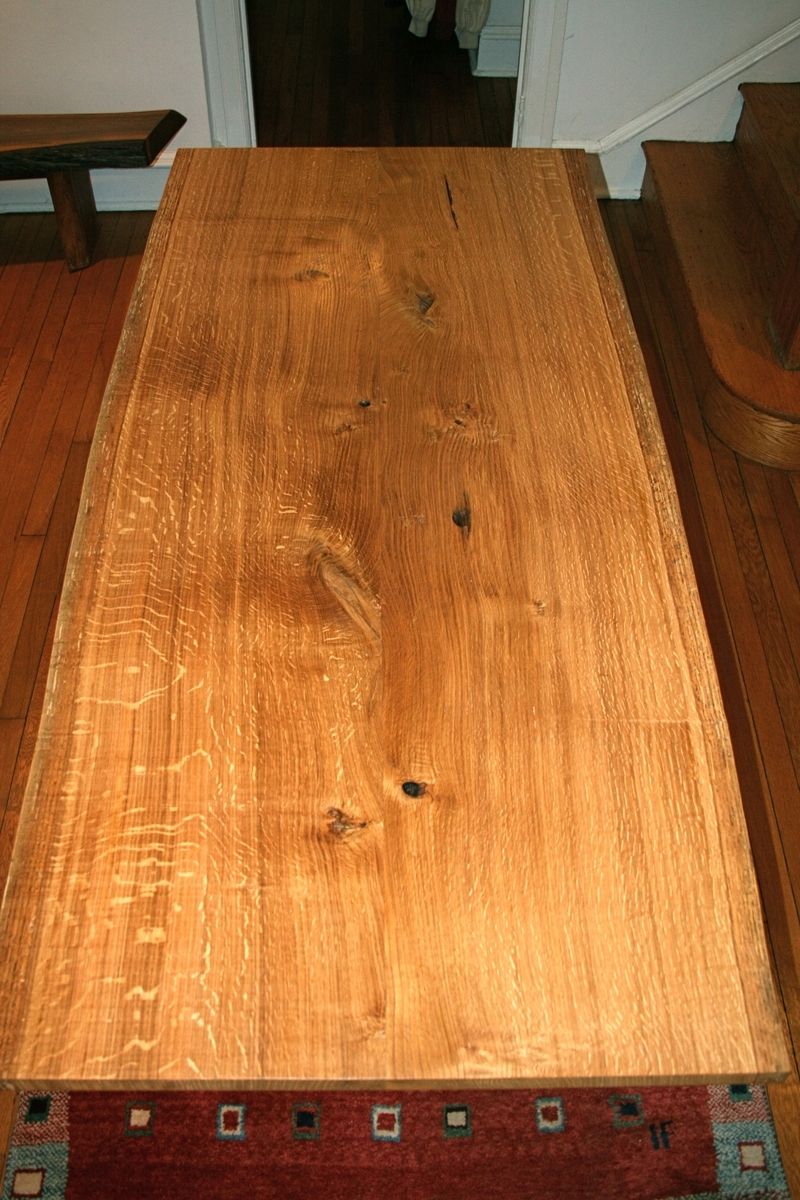 Hand Crafted Dining Table Of Distressed White Oak, Live Edge by Fredric Blum Design