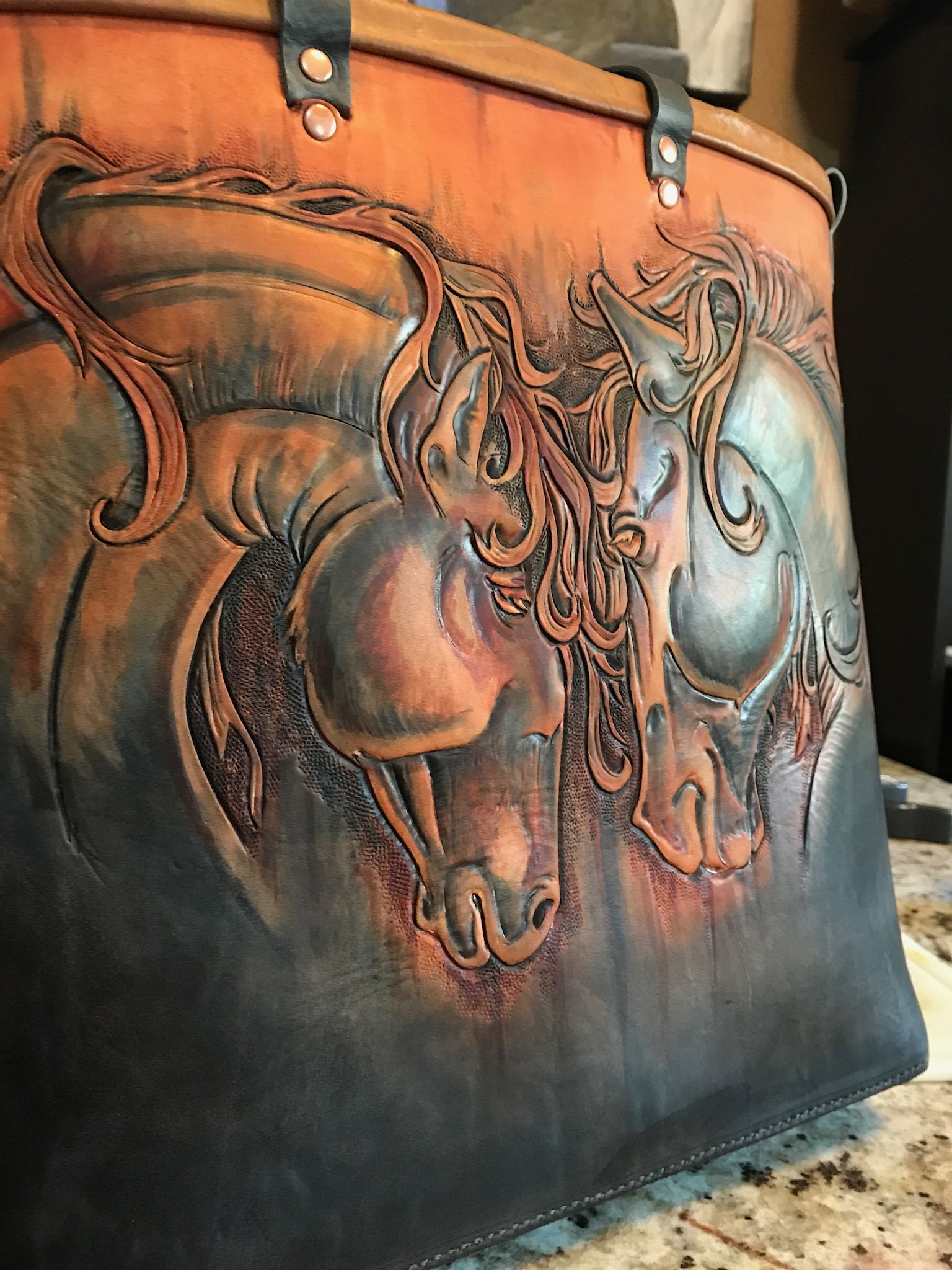 Buy Hand Crafted Leather Friesian Western Horse Tote, made to order