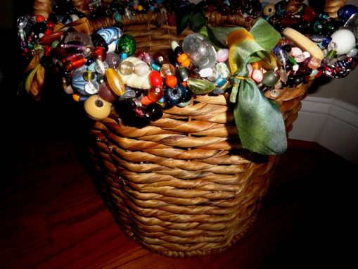 Custom Made Storage/Laundry/Waste Beaded Basket