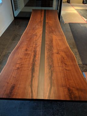 Custom Made Walnut And Steel Dining Table