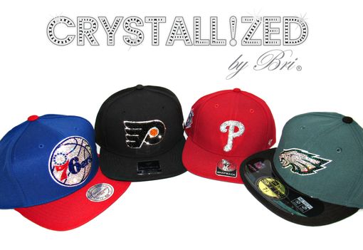 Custom Made Philadelphia 76ers Sixers Nba Crystallized Snapback Baseball Cap Genuine European Crystals Bedazzled