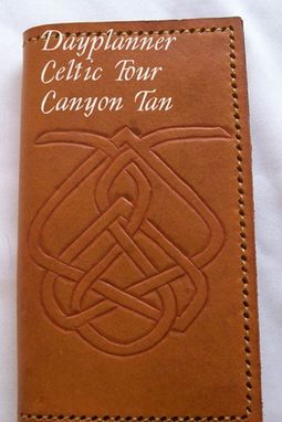 Custom Made Custom Leather Day Planner With Celtic 4 Design And In Canyon Tan