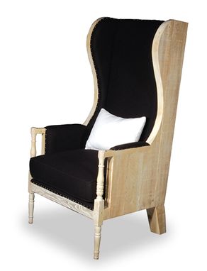 Custom Made Wing Back Chair Industrial Modern Reclaimed Wood