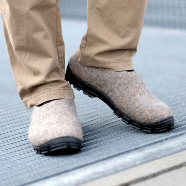 Custom Made Mens Felted Wool Loafers Organic Beige
