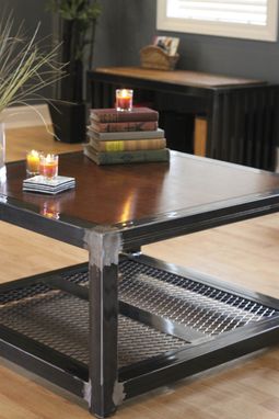 Hand Made Steel And Wood Coffee Table by Industrial 