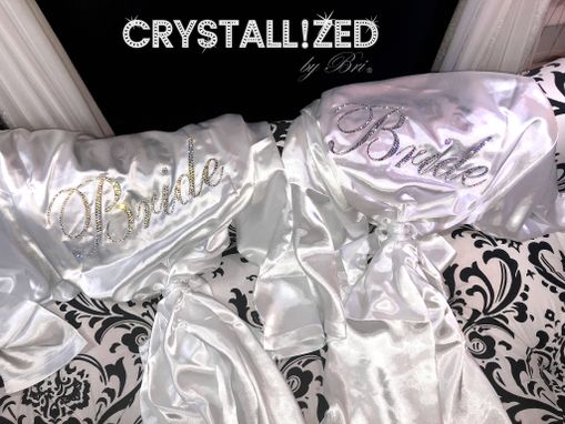 Custom Made Crystallized Bridal Robe Wedding Kimono Bride Genuine European Crystals Bedazzled