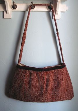 Custom Made Upcycled Purse Made From A Vintage Skirt With Hand Printed Poppies On Recycled Wool