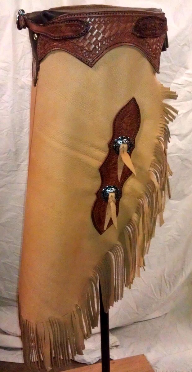 Hand Crafted Butter Soft Deer Tanned Cowhide Chinks. by Manta Leather