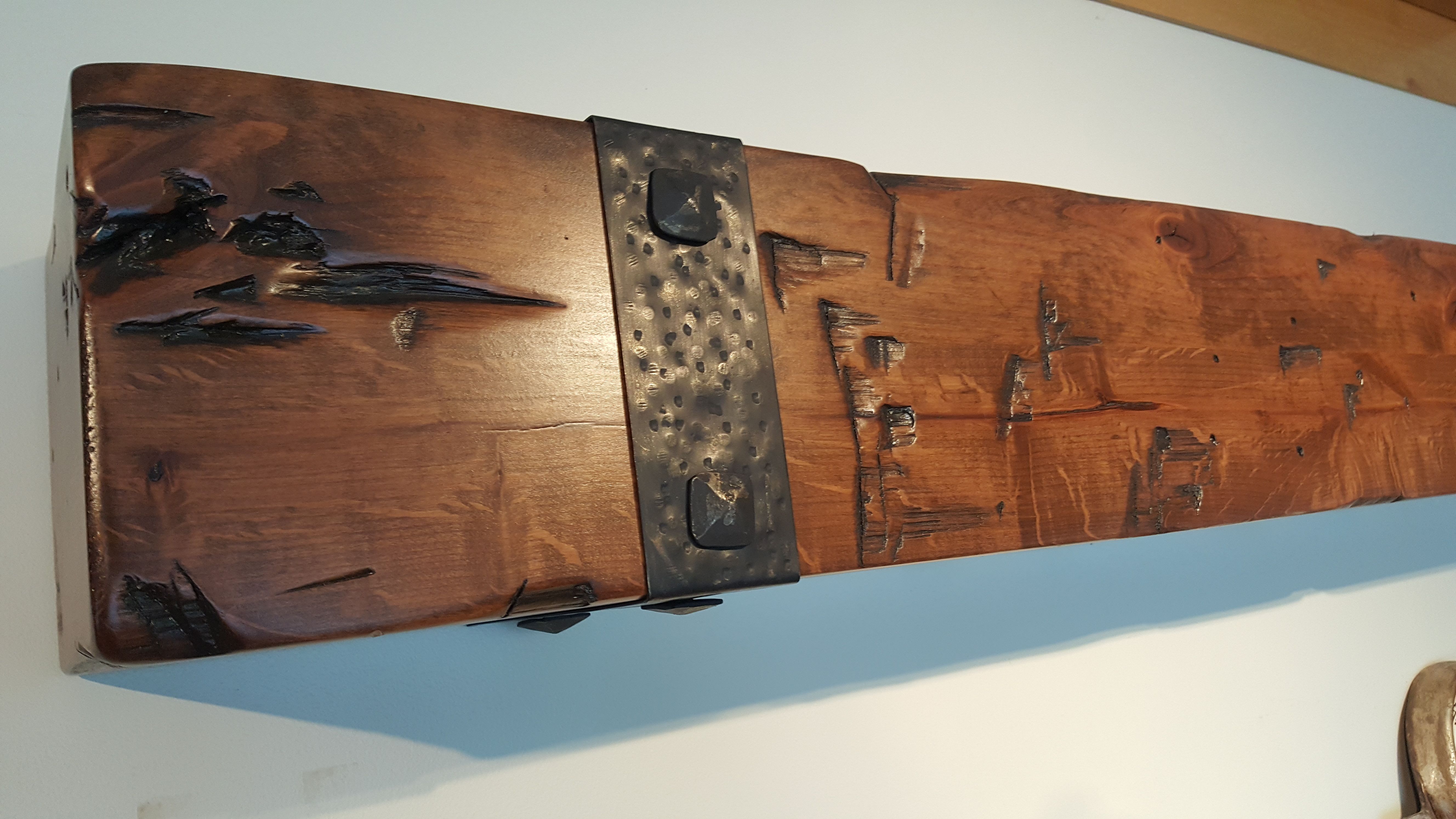 Buy Hand Crafted Fireplace Mantel Rustic Beam Hand Hammered Straps, made to order from Iguana
