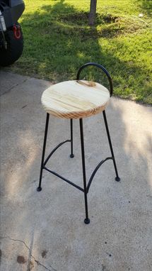 Custom Made Metal Base Stool With Wood Seat.