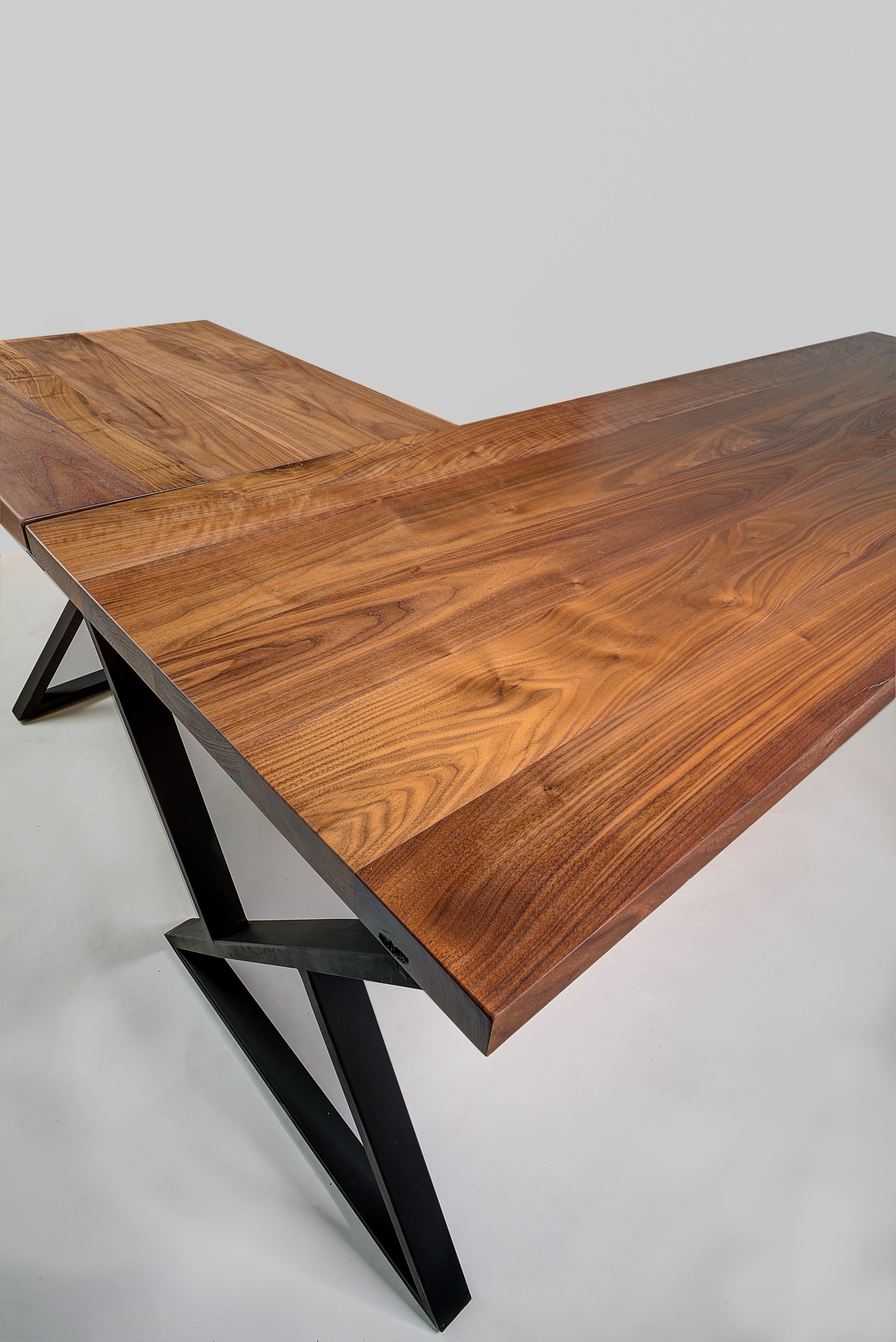 Hand Crafted L Desk - Walnut Desk- Midcentury Modern- Metal Base by ...