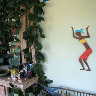 Custom Made Art Wall Sculpture Caribbean Dancer Upcycled Metal Wall Decor African Wall Art