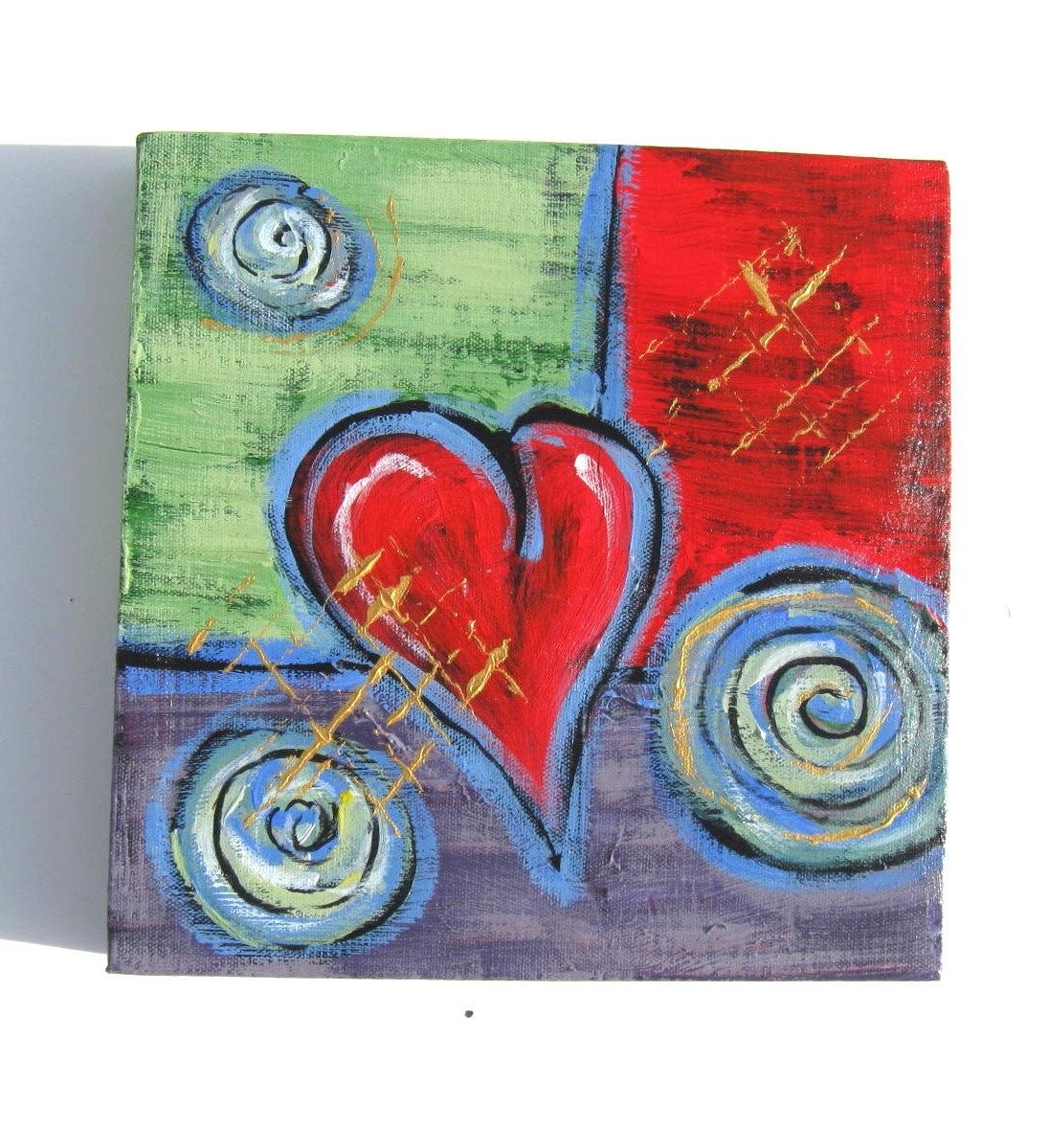 Custom Valentine Gift Idea Acrylic Abstract Heart Painting Original On ...