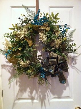 Custom Made Peacock Ribbon Grapevine Wreath
