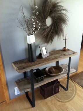 Custom Made Two Shelf Hall Table With Flat Steel Frame
