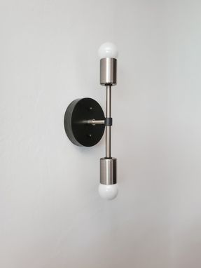 Custom Made Modern Black & Brushed Nickel Light - Linear Mid Century Silver Wall Sconce