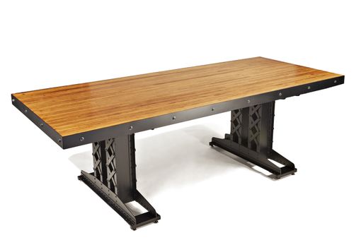 Custom Made Large Industrial Theme Hot Riveted Railroad Trestle Conference Table