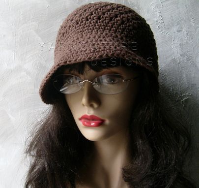 Custom Made Brimmed Beanie / Newsboy Hat - In Brown