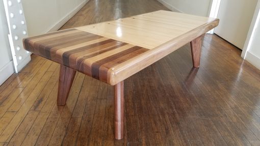 Custom Made Mid Century Reclaimed Bowling Alley And Walnut Coffee Table