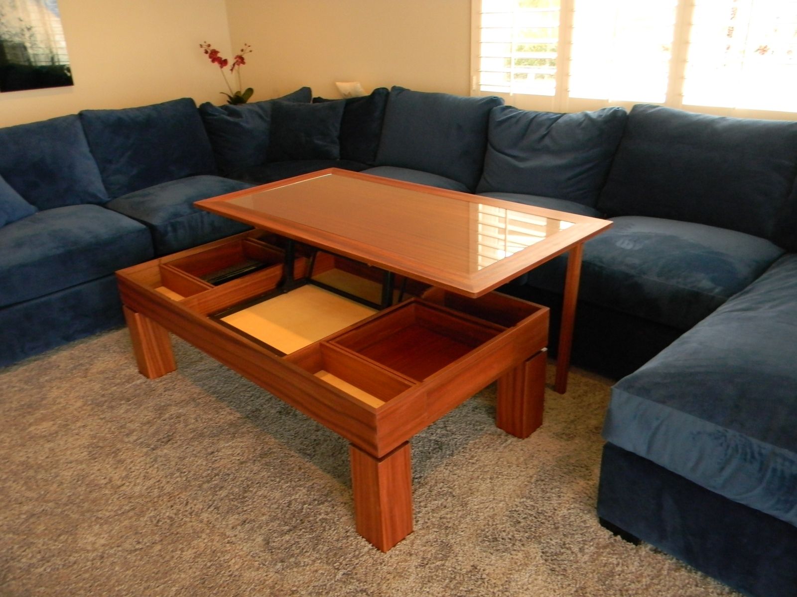 Hand Crafted Glass Top Lift-Top Coffee/ Dining Table by ...