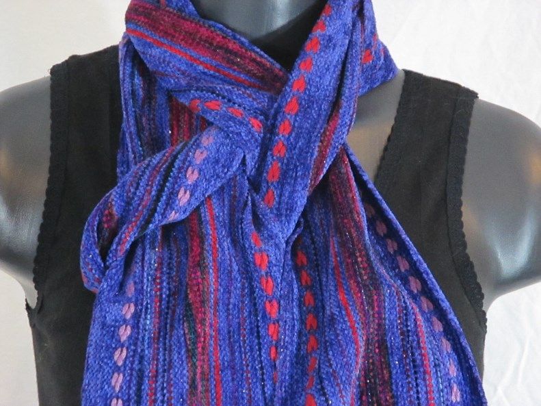 handwoven scarf modest magenta chenille