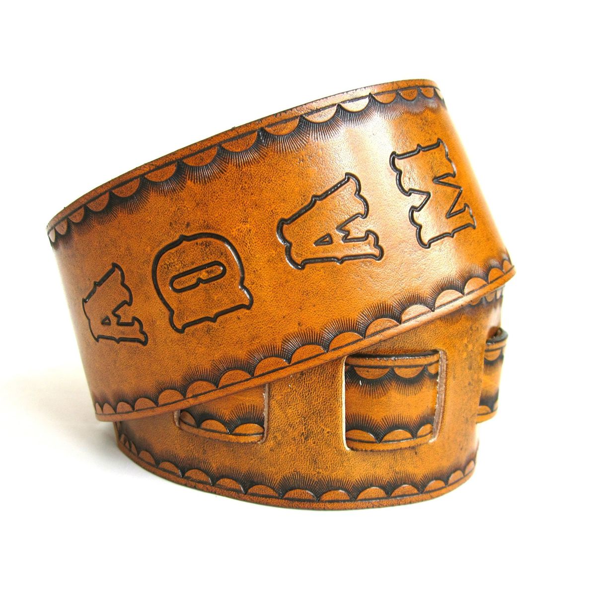 Buy Hand Crafted Custom Tan Leather Guitar Strap, made to order from