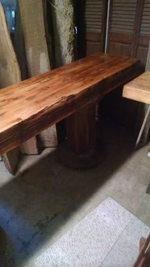 Custom Made Double Concrete Pedestal, & Laminated Pine Butcher Block Top Sofa Table