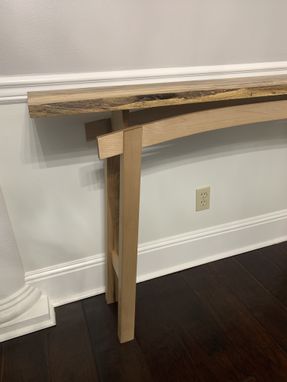 Custom Made Live Edged Console Table In Maple And Oak.
