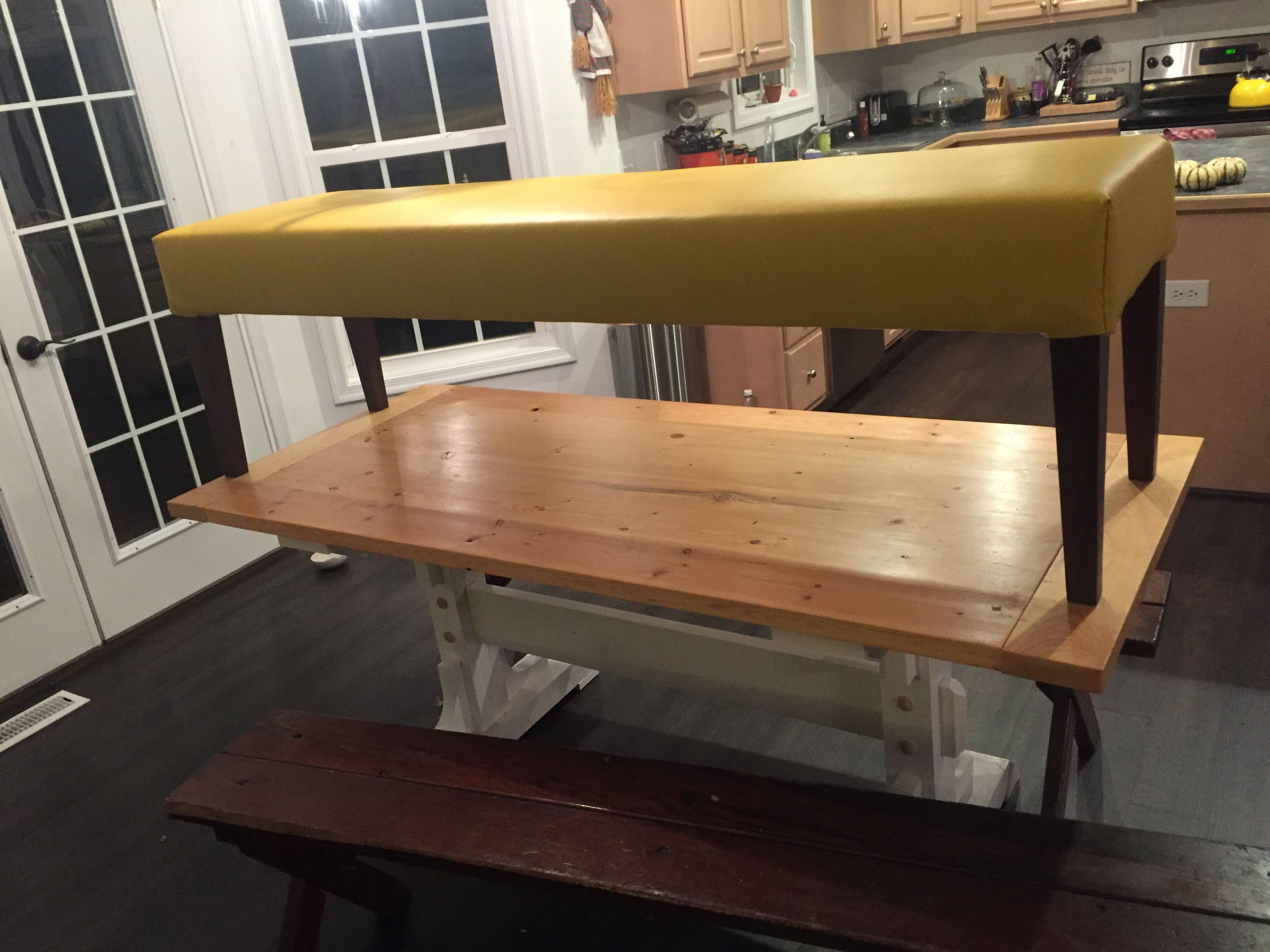 Buy Custom Made Modern Leather Dining Bench, made to order from Black