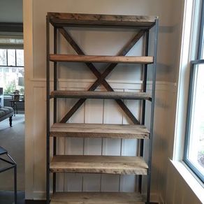 Custom Reclaimed Wood And Iron Display Shelf On Wheels by Design Mix ...