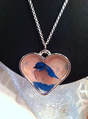 Custom Made Silver Heart Bluebird Necklace