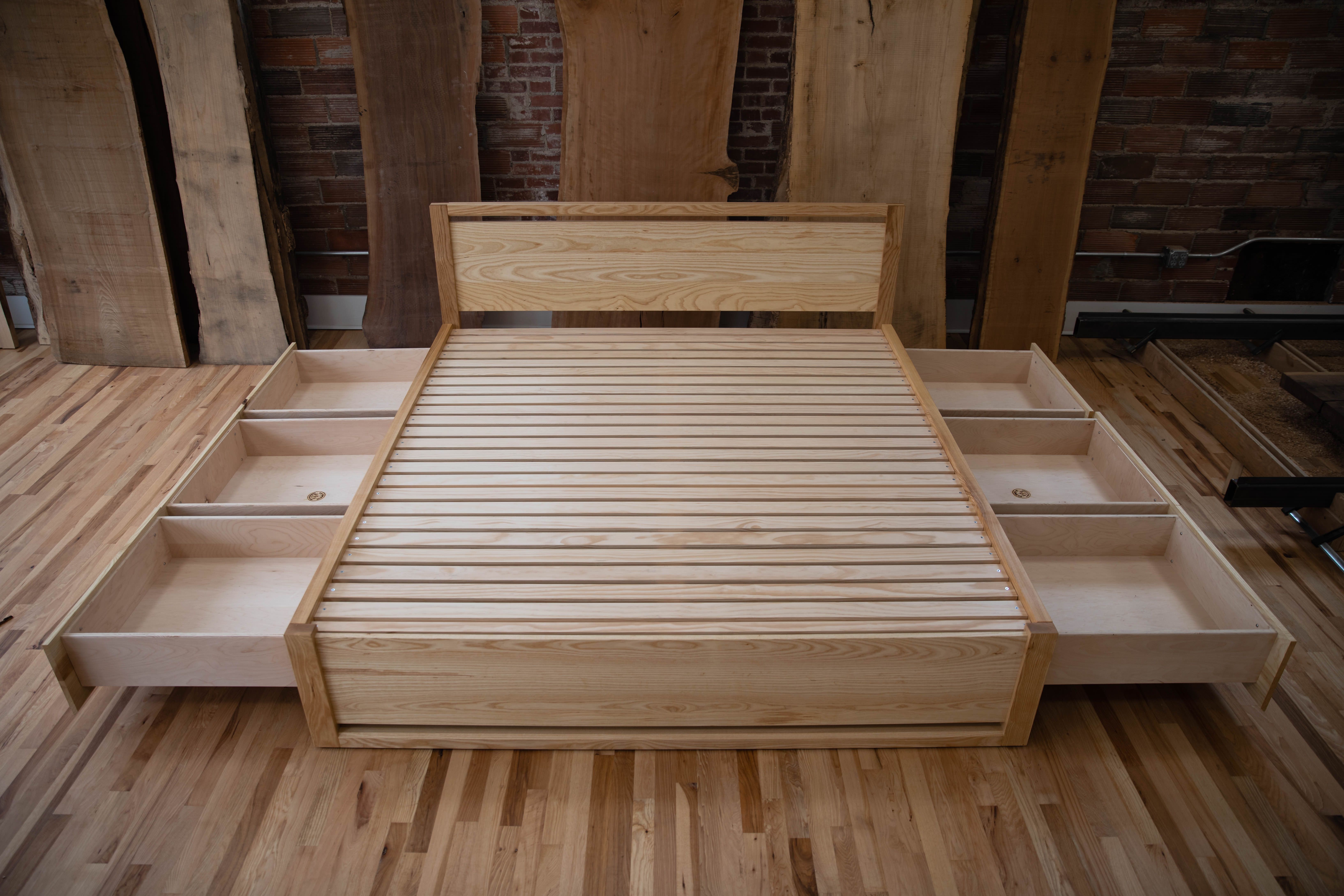 Hand Crafted "Mojave" Ash King Bed, With Storage by Big Tooth Co
