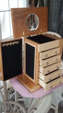 Custom Made 5 Drawer Jewelry Box With Birds Eye Maple