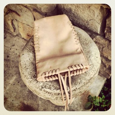 Custom Made Laced Leather Clutch // Foldover // Hand Stitched // Sculpted