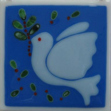 Custom Made Fused Glass Peace Dove